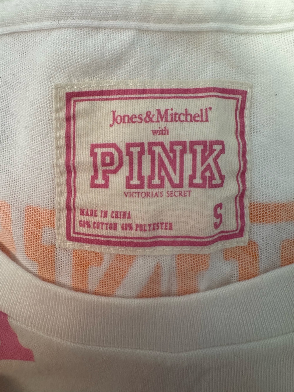 PINK Victoria's Secret White Tee with Orange and Pink Tennessee Icons - Picture 7 of 7